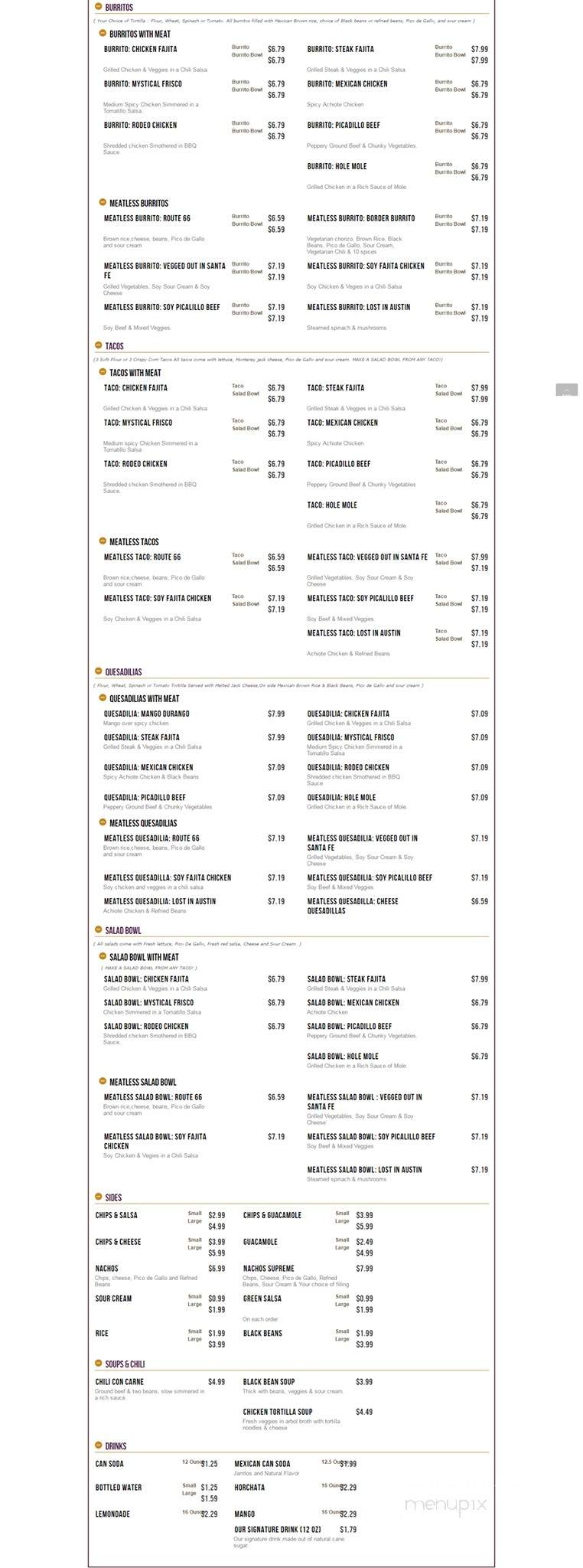 Burritoville Mexican Restaurant - Jersey City, NJ menu_pic