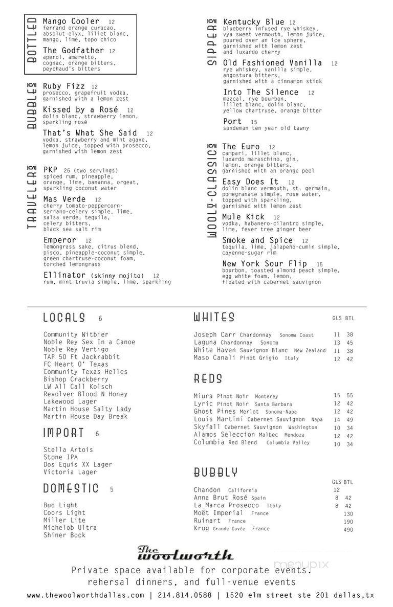 The Woolworth - Dallas, TX menu_pic