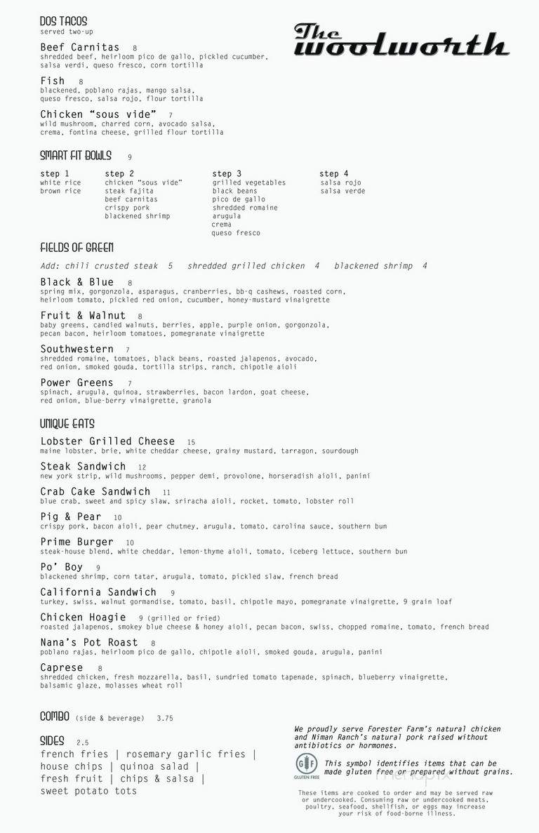 The Woolworth - Dallas, TX menu_pic