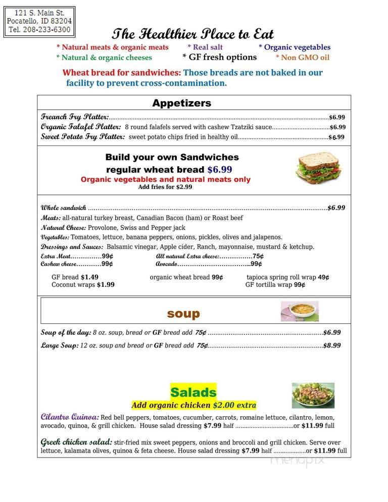 Healthier Place To Eat - Pocatello, ID menu_pic