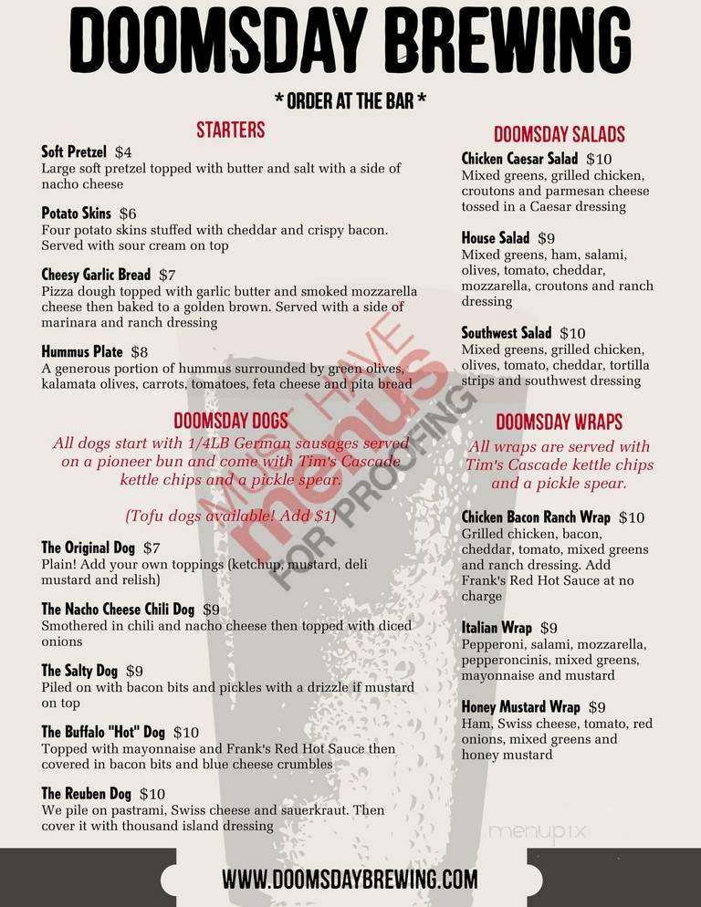 Doomsday Brewing Company - Washougal, WA menu_pic