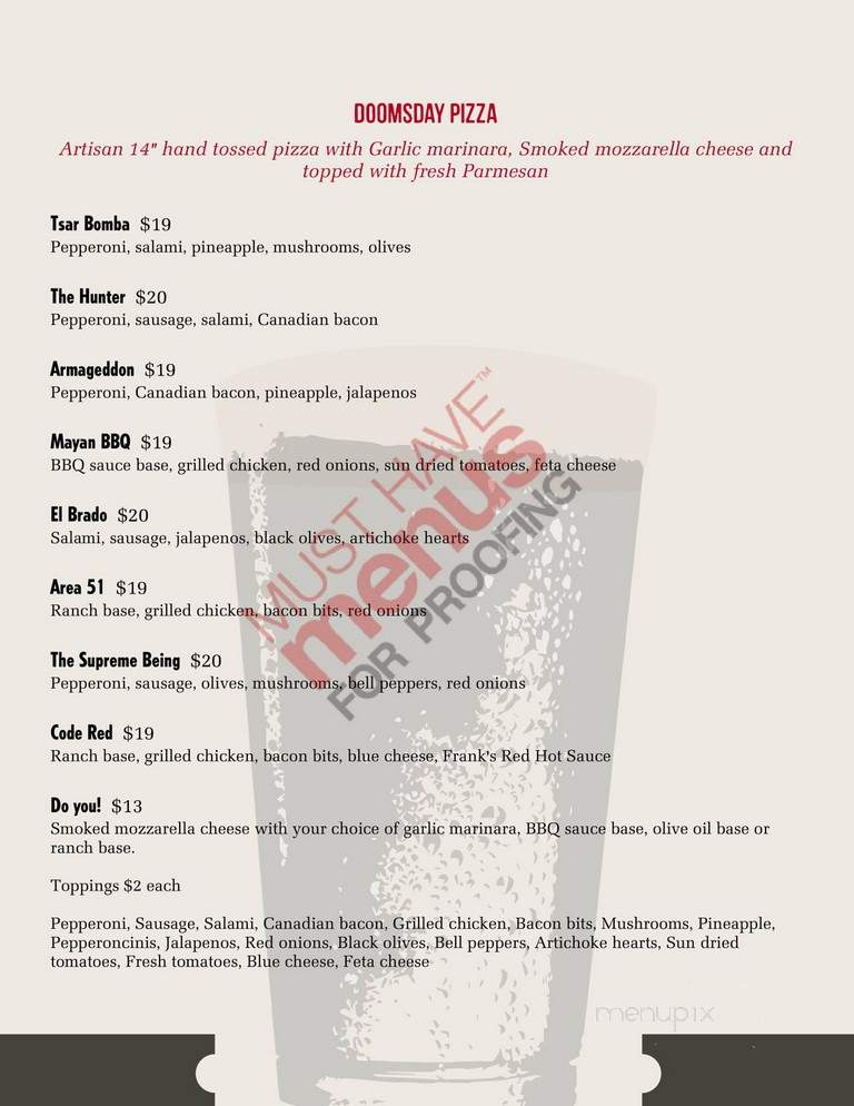 Doomsday Brewing Company - Washougal, WA menu_pic