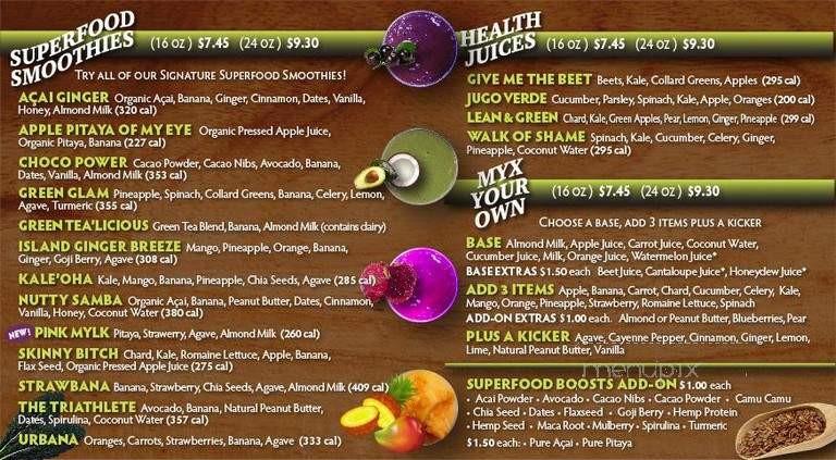 Myxologie Juice Bar - San Diego, CA menu_pic