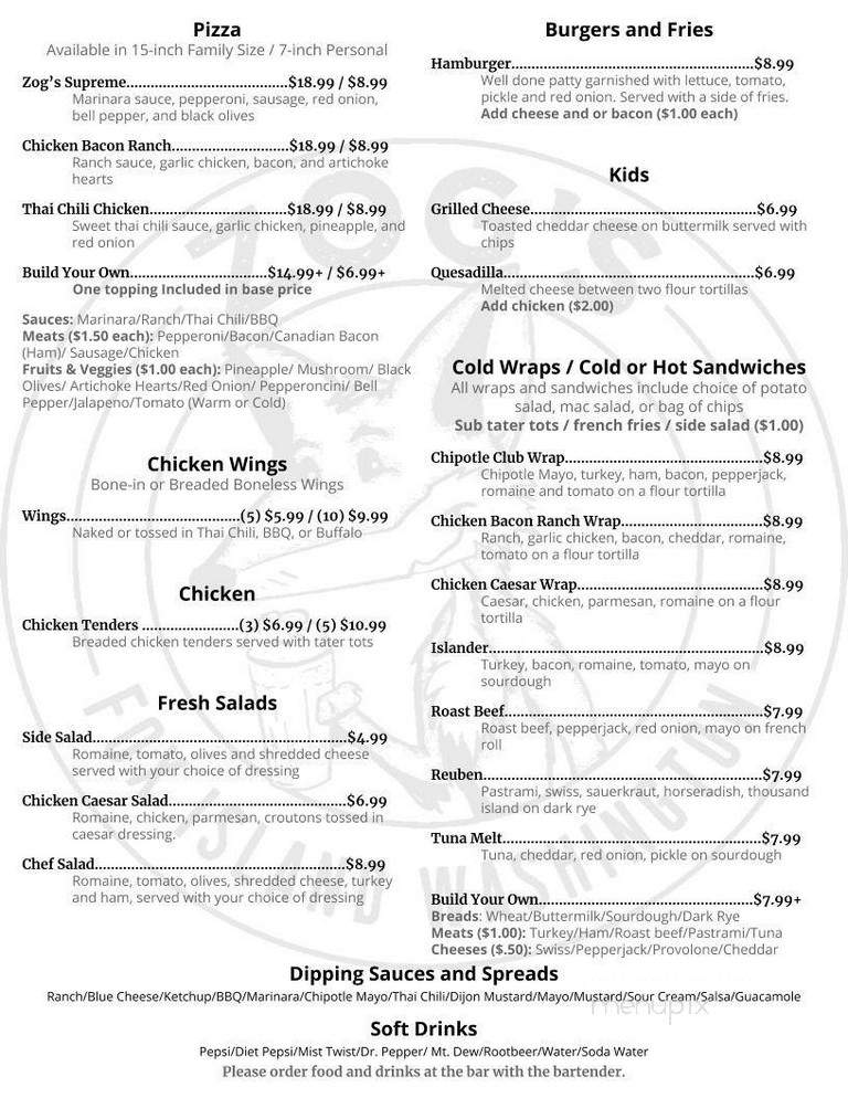 Zog's Beer Garden - Gig Harbor, WA menu_pic