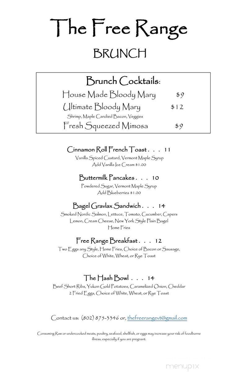 Free Range - Chester, VT menu_pic