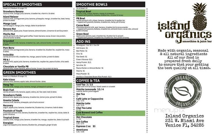 Island Organics - Venice, FL menu_pic