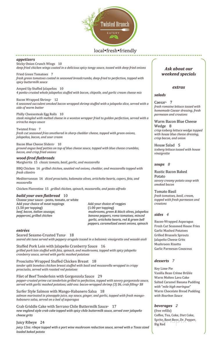 Twisted Branch Eatery - Graham, TX menu_pic