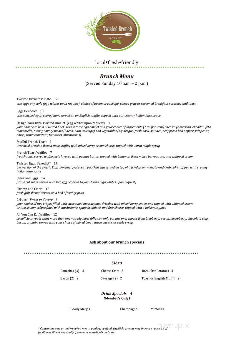 Twisted Branch Eatery - Graham, TX menu_pic