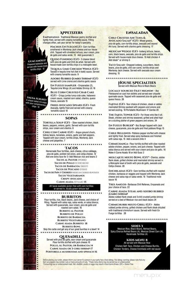 En Fuego Cocina Mexicana - Ipswich, MA menu_pic