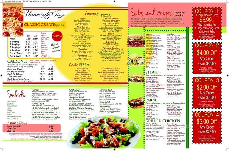 University Pizza - Framingham, MA menu_pic
