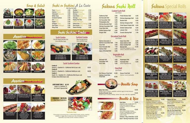 Sakura - Williston, ND menu_pic