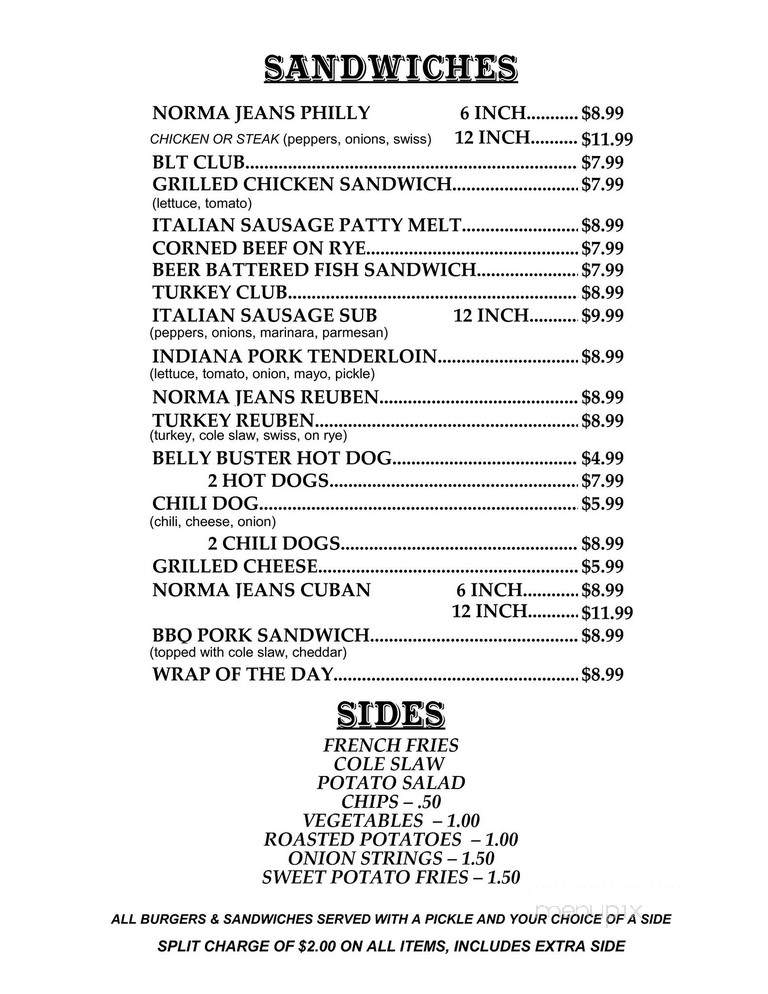 Norma Jean's Sports Bar & Grill - Osprey, FL menu_pic