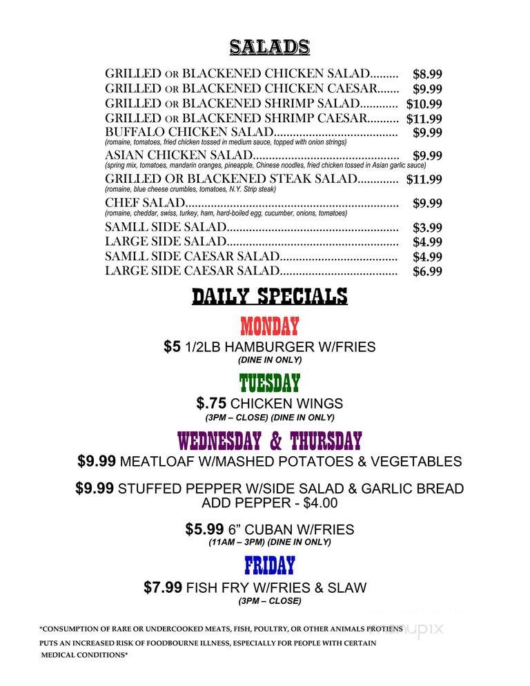 Norma Jean's Sports Bar & Grill - Osprey, FL menu_pic