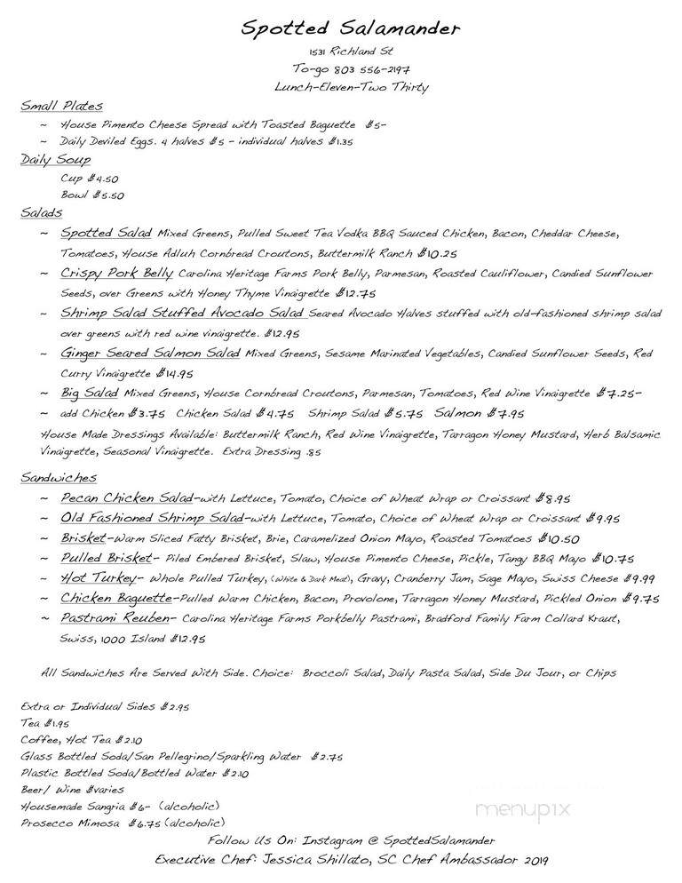 Spotted Salamander - Columbia, SC menu_pic