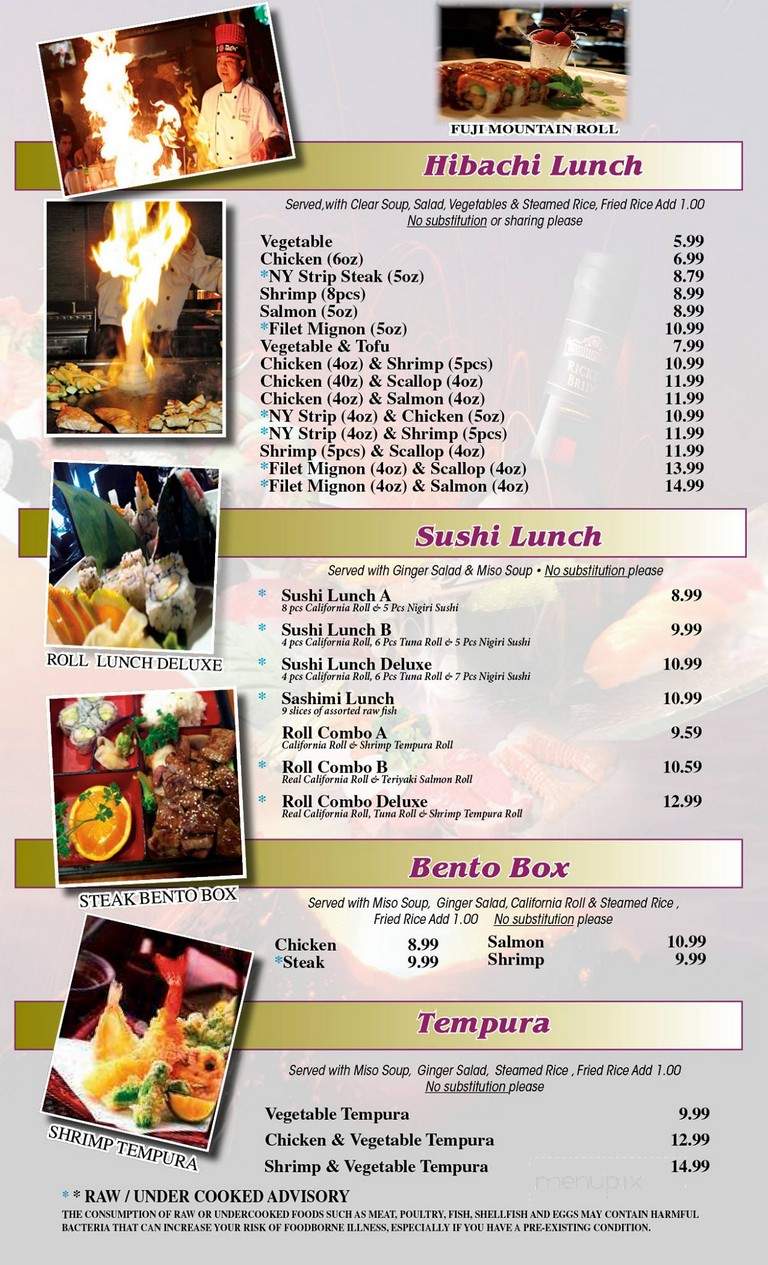 Volcano Steak & Sushi - Acworth, GA menu_pic