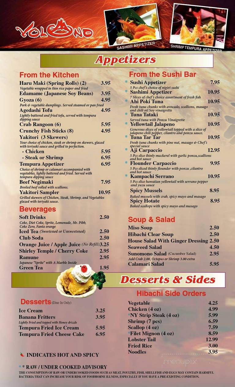 Volcano Steak & Sushi - Acworth, GA menu_pic