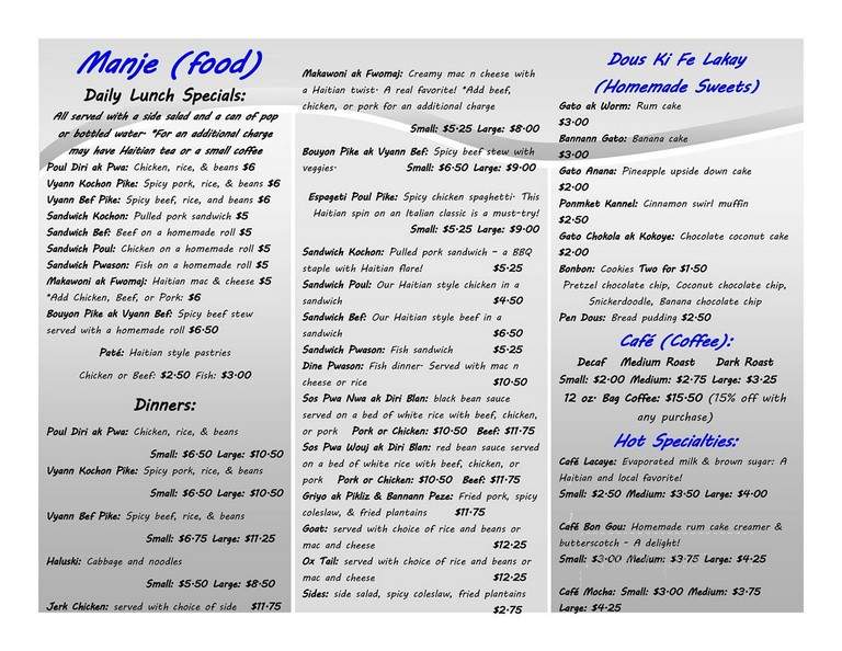 Haitian Sensation - Sharon, PA menu_pic