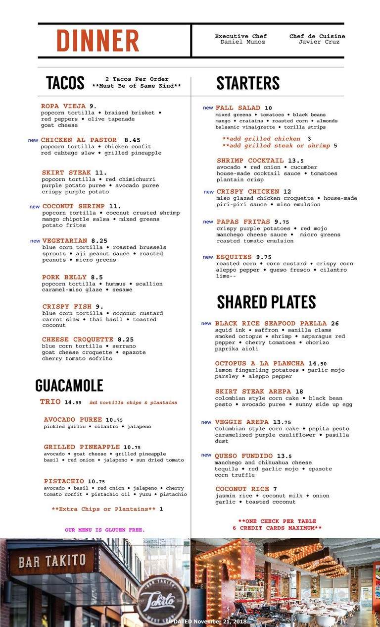 Bar Takito - Chicago, IL menu_pic