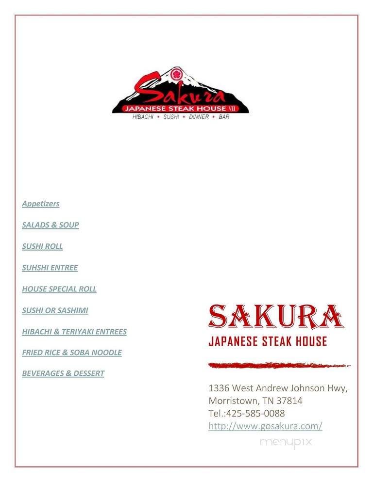 Sakura - Morristown, TN menu_pic