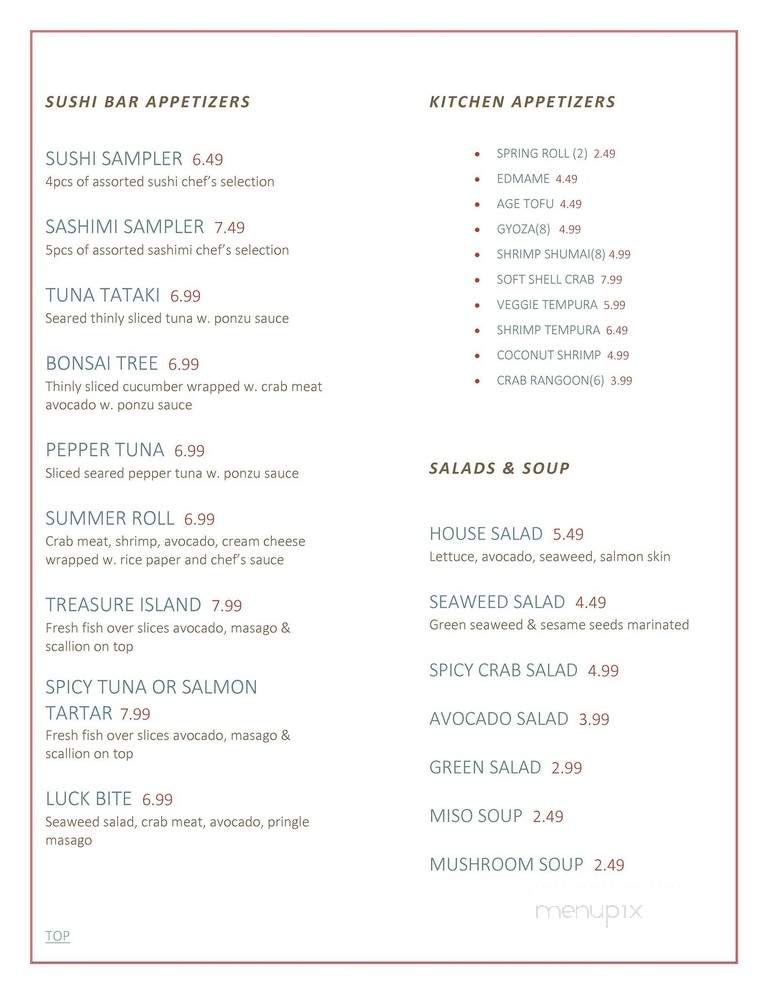 Sakura - Morristown, TN menu_pic