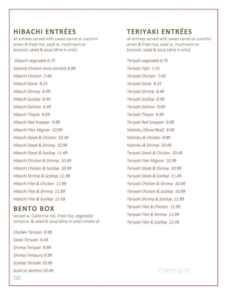 Sakura - Morristown, TN menu_pic