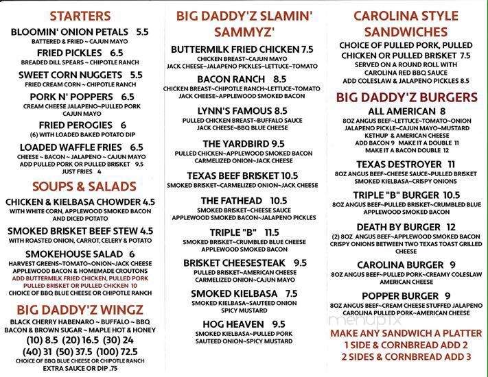 Big Daddy'Z - Sharon Hill, PA menu_pic