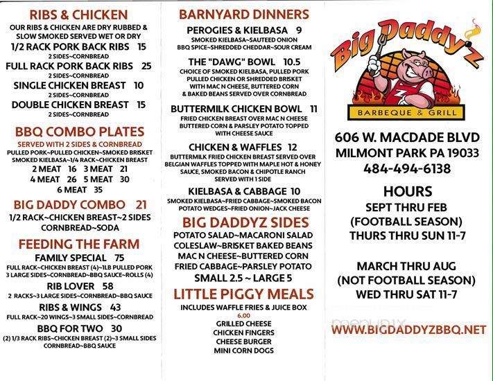 Big Daddy'Z - Sharon Hill, PA menu_pic