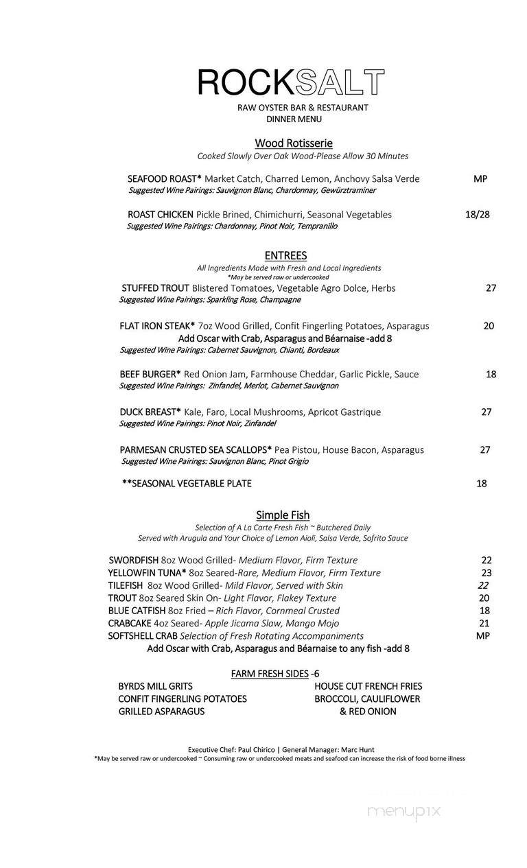 Rocksalt - Charlottesville, VA menu_pic