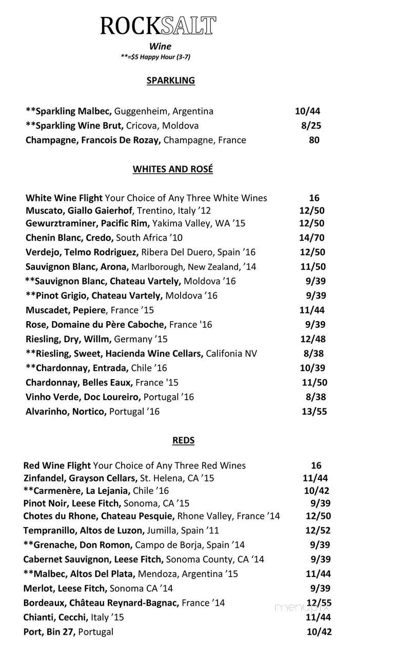 Rocksalt - Charlottesville, VA menu_pic