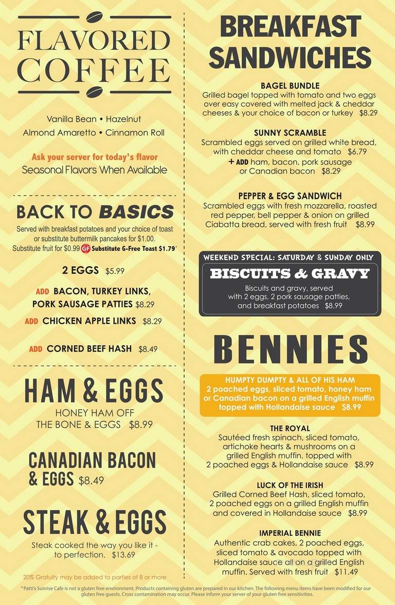 Patti's Sunrise Cafe - Burr Ridge, IL menu_pic