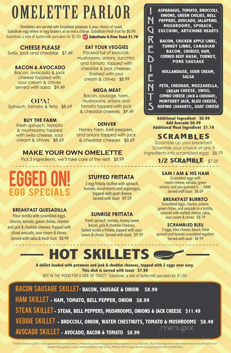 Patti's Sunrise Cafe - Burr Ridge, IL menu_pic