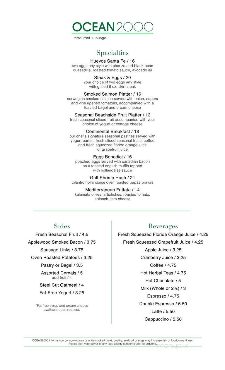 Ocean2000 - Fort Lauderdale, FL menu_pic