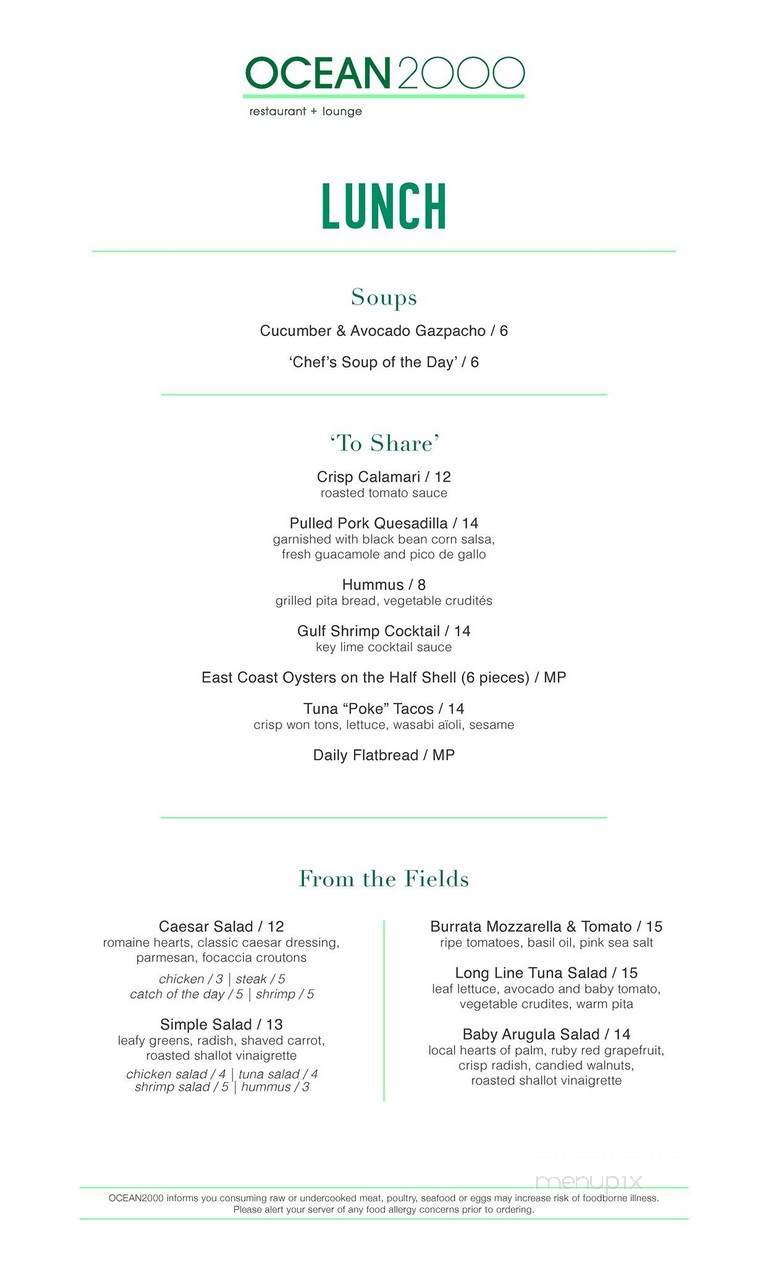Ocean2000 - Fort Lauderdale, FL menu_pic