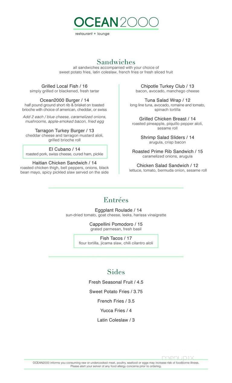 Ocean2000 - Fort Lauderdale, FL menu_pic