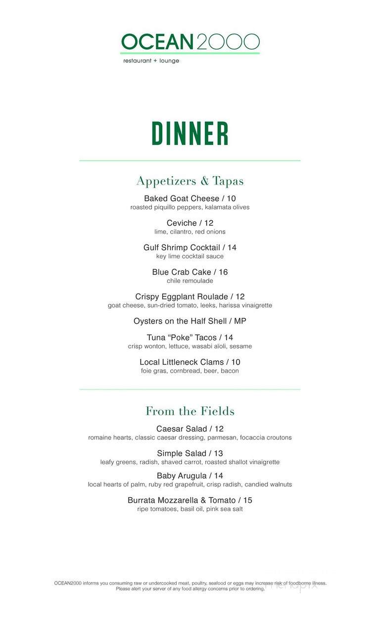 Ocean2000 - Fort Lauderdale, FL menu_pic