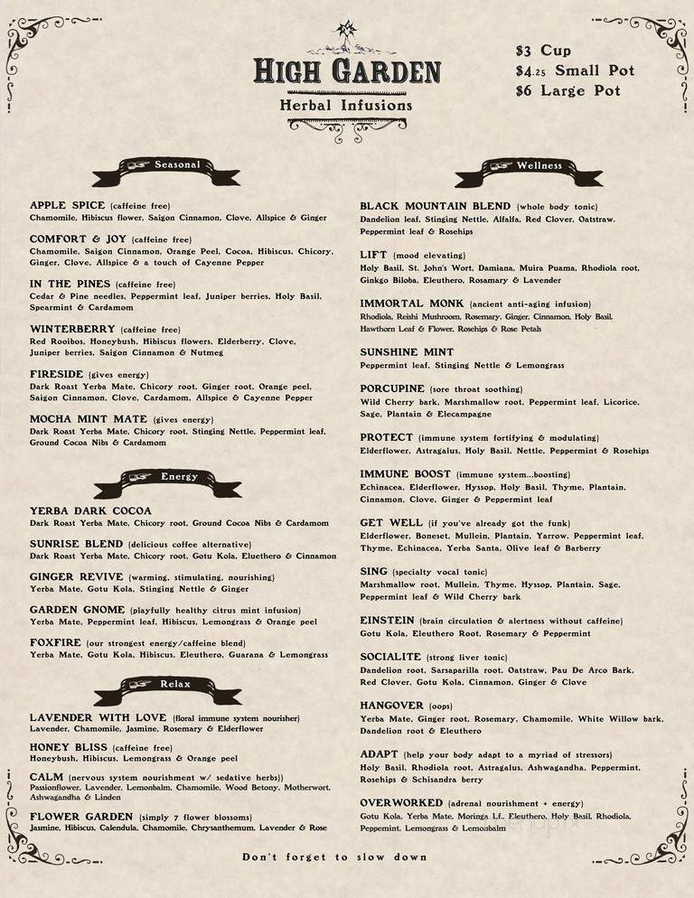 High Garden - Nashville, TN menu_pic