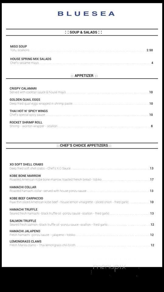 BlueSea - San Jose, CA menu_pic