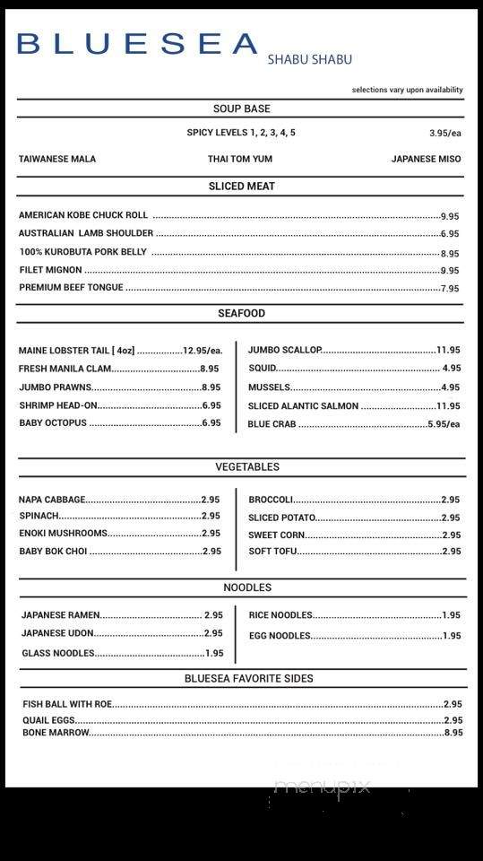 BlueSea - San Jose, CA menu_pic