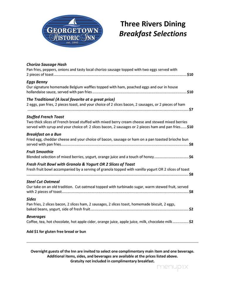 Georgetown Inn - Washington, DC menu_pic