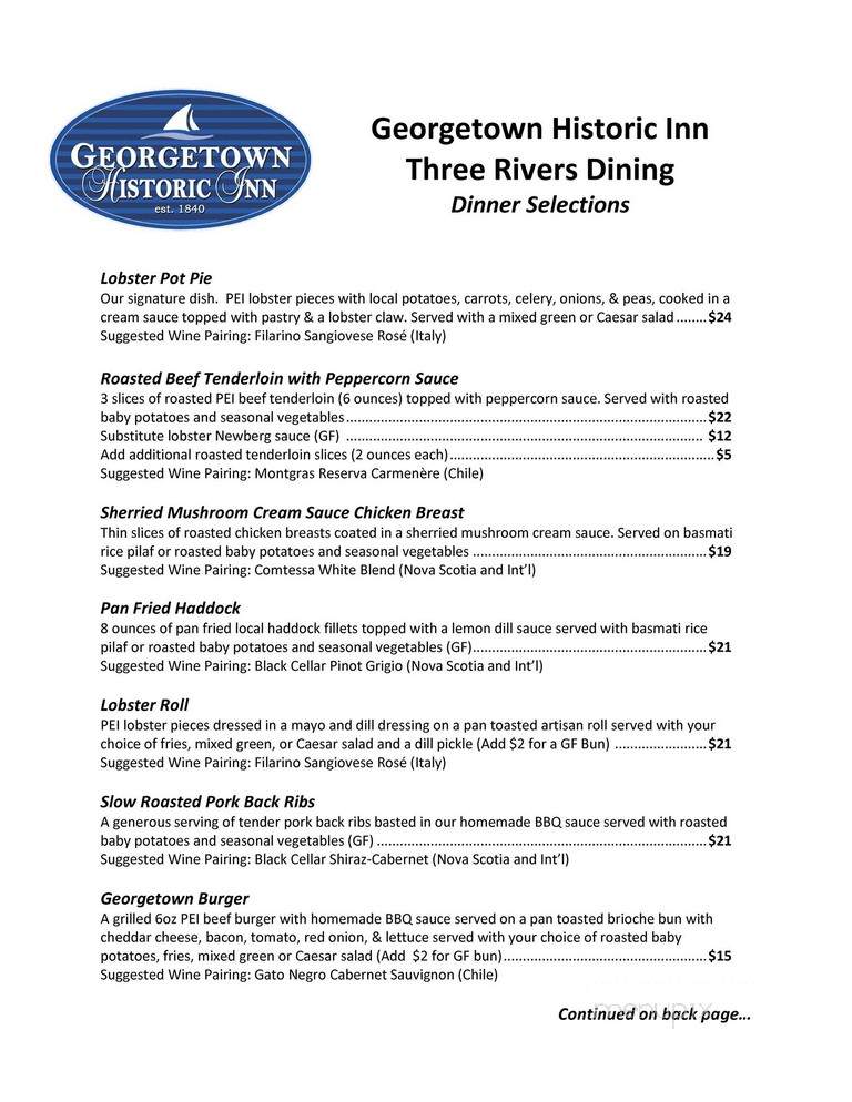 Georgetown Inn - Washington, DC menu_pic