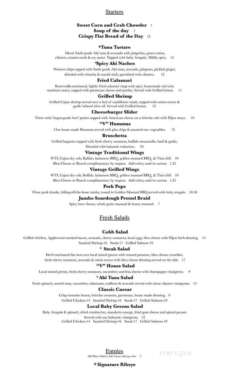 The V Restaurant and Brewery - Ashburn, VA menu_pic