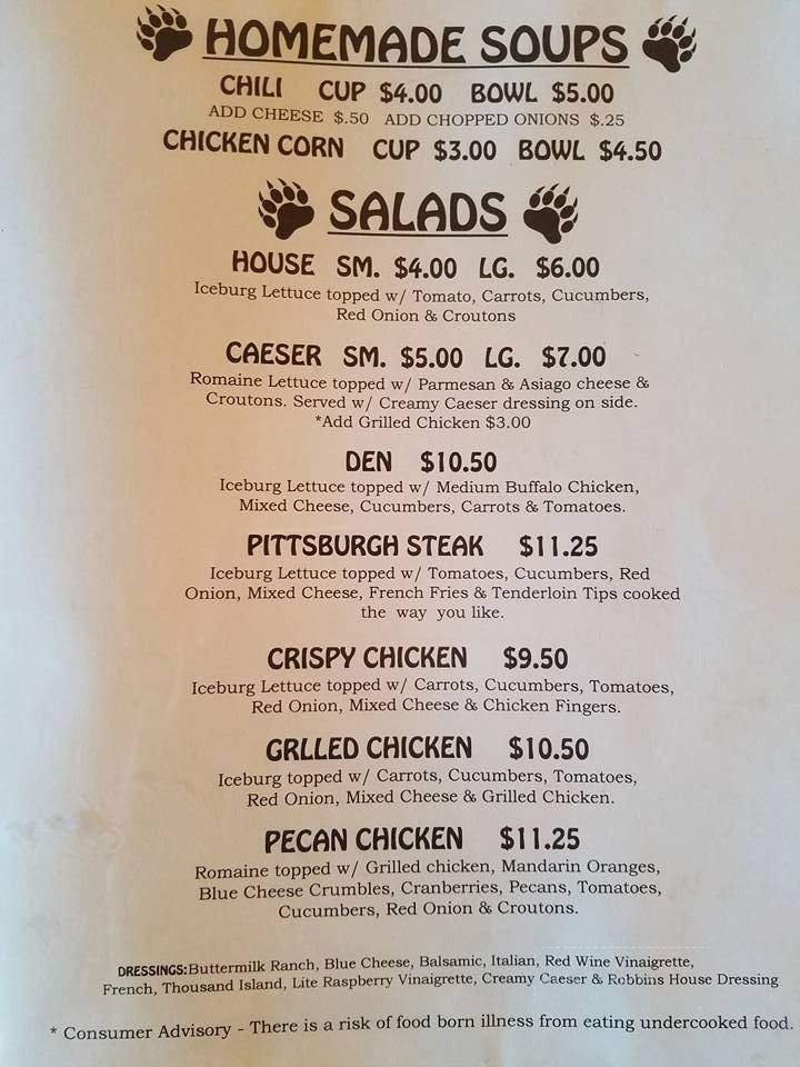 The Den on Turnpike - ELIZABETHTOWN, PA menu_pic