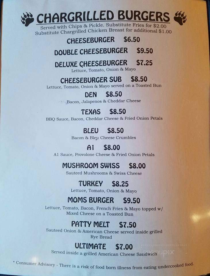The Den on Turnpike - ELIZABETHTOWN, PA menu_pic