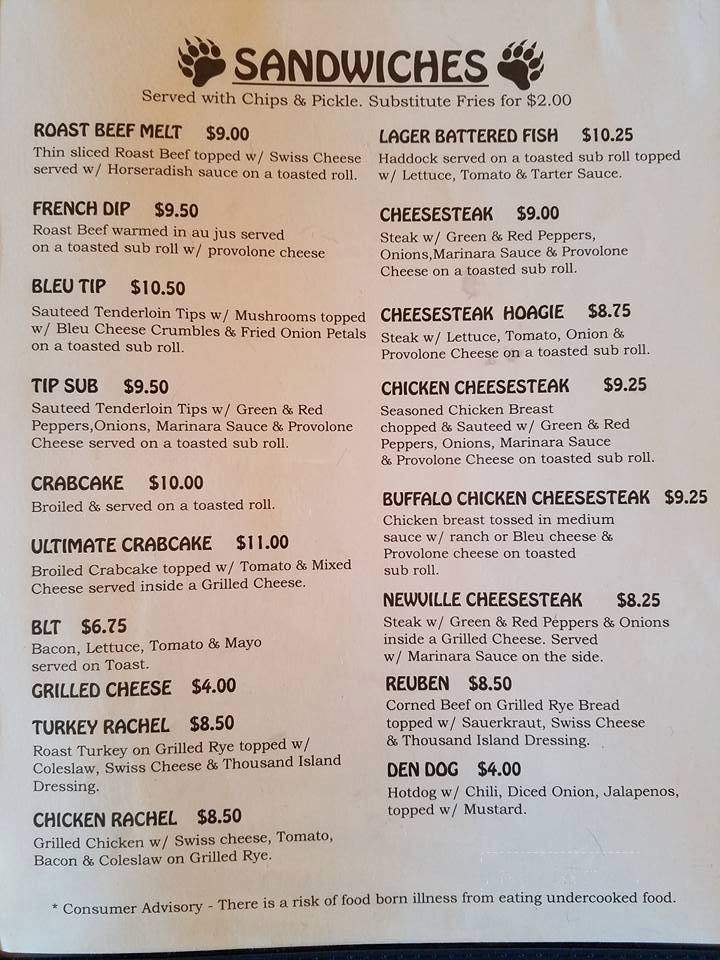 The Den on Turnpike - ELIZABETHTOWN, PA menu_pic