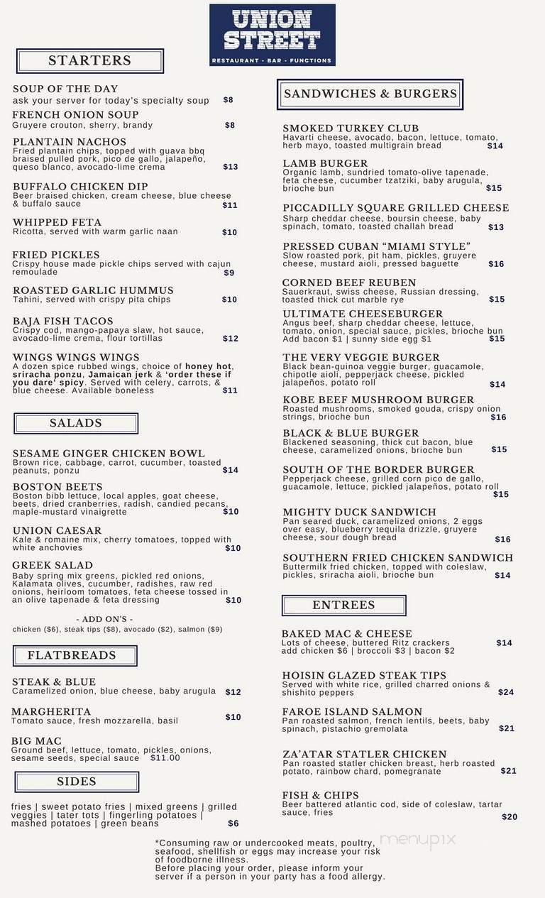 Union Street - Newton, MA menu_pic