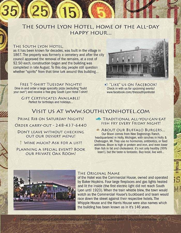 South Lyon Hotel - South Lyon, MI menu_pic