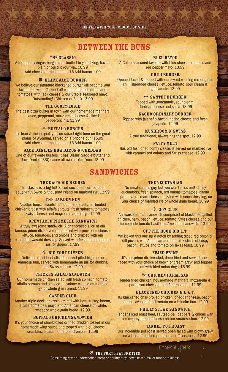 The Fort Saloon N' Eatery - Casper, WY menu_pic