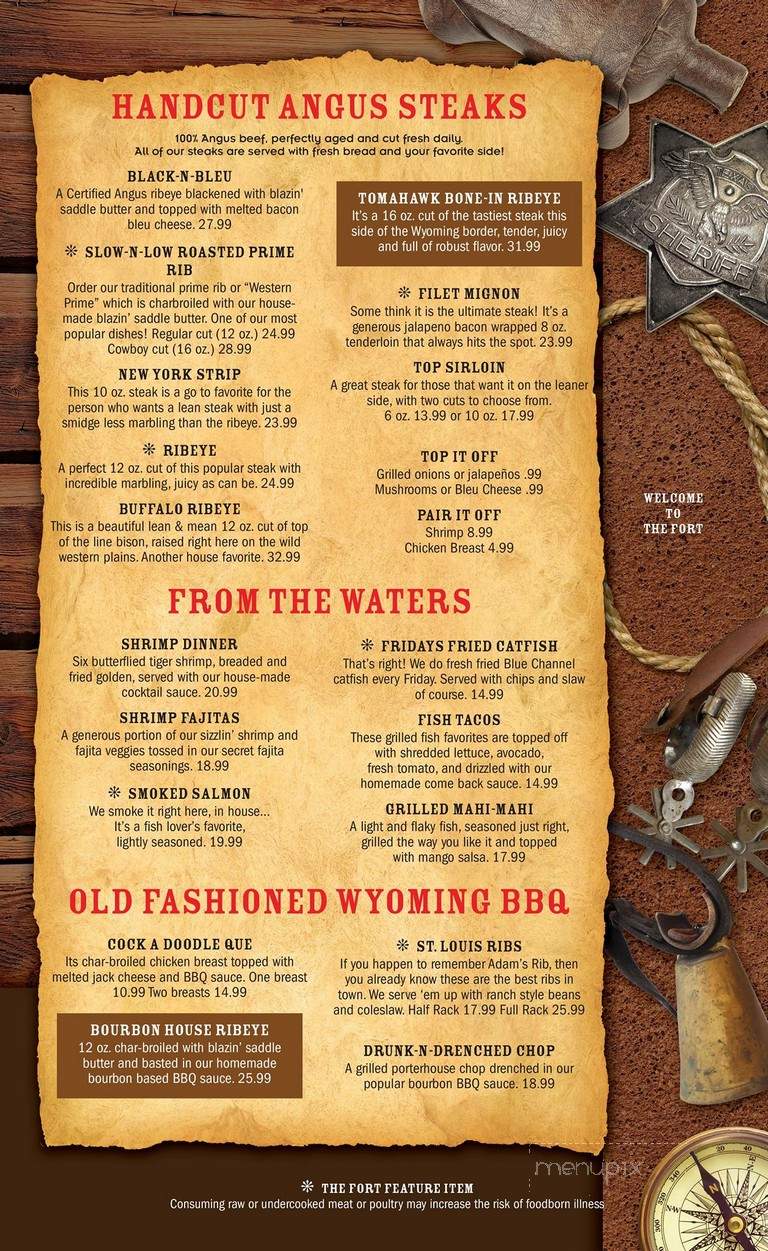 The Fort Saloon N' Eatery - Casper, WY menu_pic