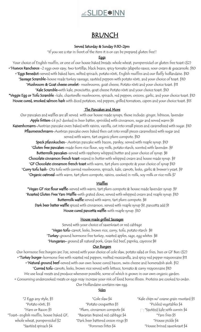 Slide Inn - Portland, OR menu_pic