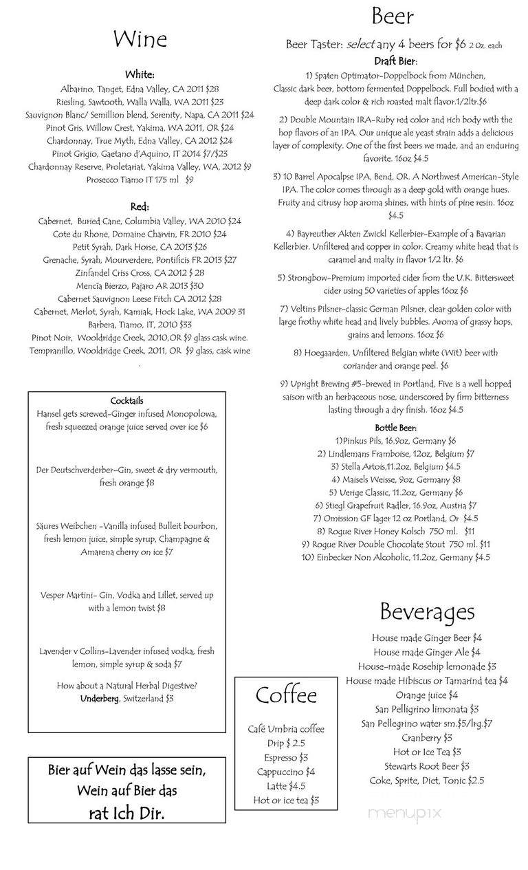 Slide Inn - Portland, OR menu_pic